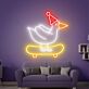Vogel auf Skateboard mit Partyhut LED-Neonschild Wohnzimmer Kinderzimmer