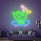Vogel auf Skateboard mit Partyhut LED-Neonschild Wohnzimmer Kinderzimmer