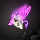 Dunkles LED Neonschild mit geflügeltem Totenkopf und Teufelsmotiv für moderne Wanddekoration im Industrial und Gothic Stil