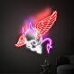 Dunkles LED Neonschild mit geflügeltem Totenkopf und Teufelsmotiv für moderne Wanddekoration im Industrial und Gothic Stil