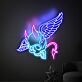 Dunkles LED Neonschild mit geflügeltem Totenkopf und Teufelsmotiv für moderne Wanddekoration im Industrial und Gothic Stil