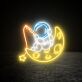Astronaut LED Neonschild auf dem Mond mit Stern