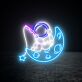 Astronaut LED Neonschild auf dem Mond mit Stern
