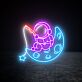 Astronaut LED Neonschild auf dem Mond mit Stern