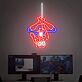 Kopfstehende Superhelden Figur als Neon LED Wandlicht für Gaming Setup und moderne Raumdekoration