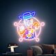 Buntes Neon LED Wandlicht mit stilisierter Western Comic Figur für Wohnzimmer und Spielraum