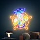 Buntes Neon LED Wandlicht mit stilisierter Western Comic Figur für Wohnzimmer und Spielraum