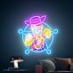 Buntes Neon LED Wandlicht mit stilisierter Western Comic Figur für Wohnzimmer und Spielraum