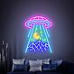 UFO über Bergen mit Mond LED-Neonschild für Wohnzimmer oder Gaming Zimmer