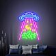 UFO über Bergen mit Mond LED-Neonschild für Wohnzimmer oder Gaming Zimmer