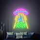 UFO über Bergen mit Mond LED-Neonschild für Wohnzimmer oder Gaming Zimmer