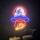Brighten Up Your Space Adventure: Ufo Spaceman Led Neon Sign for Creative Home, Bedroom, Office, and Cosmic-Themed Parties Decor.