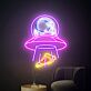 UFO mit Astronaut und Pizzastück LED-Neonschild für Wohnzimmer Bar