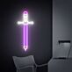 Modernes Neon LED Wandlicht in Schwertform mit Bleistift Design als kreative Wanddekoration