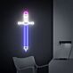 Modernes Neon LED Wandlicht in Schwertform mit Bleistift Design als kreative Wanddekoration