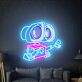 Roboter mit Greifarm LED-Neonschild Wohnzimmer Gamingzimmer
