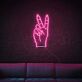 Peace-Handzeichen als LED-Neonschild