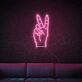 Peace-Handzeichen als LED-Neonschild