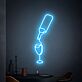 Sektflasche mit Glas LED-Neonschild Bar Wohnzimmer