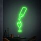 Sektflasche mit Glas LED-Neonschild Bar Wohnzimmer