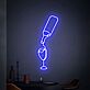 Sektflasche mit Glas LED-Neonschild Bar Wohnzimmer
