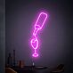 Sektflasche mit Glas LED-Neonschild Bar Wohnzimmer
