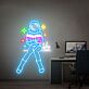 Astronaut beim Lesen mit Kaffeetasse LED-Neonschild Wohnzimmer Arbeitszimmer