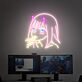 Neon LED Wandlicht mit süßer Anime Stil Mädchen Illustration für Gaming Setup und moderne Zimmer Dekoration