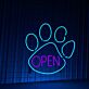 OPEN LED-Neonschild mit Pfotenabdruck für Tiergeschäfte