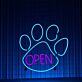 OPEN LED-Neonschild mit Pfotenabdruck für Tiergeschäfte