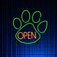 OPEN LED-Neonschild mit Pfotenabdruck für Tiergeschäfte