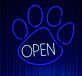 OPEN LED-Neonschild mit Pfotenabdruck für Tiergeschäfte