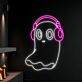 Geist mit Kopfhörern LED-Neonschild für Gaming Wohnzimmer
