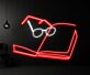 aufgeschlagenes Buch mit Brille LED-Neonschild für Bibliothek Leseraum