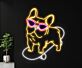 Französische Bulldogge auf Skateboard LED-Neonschild Wohnzimmer Kinderzimmer