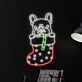 Französische Bulldogge in Weihnachtsstrumpf mit Zuckerstange LED-Neonschild Wohnzimmer Weihnachten
