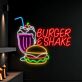 BURGER & SHAKE LED-Neonschild für Restaurant und Diner