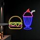 Hamburger und Milchshake LED-Neonschild für Restaurant Café