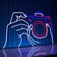 Hände mit Kamera LED-Neonschild für Fotostudio Cafe