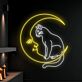Katze auf Halbmond mit Gesicht LED-Neonschild Wohnzimmer Schlafzimmer