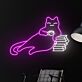 Katze mit Tasse und Bücherstapel LED-Neonschild für Wohnzimmer Leseecke