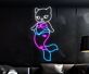 Meerjungfrau Katze LED-Neonschild für Kinderzimmer und Wohnzimmer