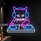 DJ Katze mit Kopfhörern LED-Neonschild für Bar Club