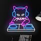 Bring the Beat to Your Space with Cat Playing DJ LED Sign - A Perfect Neon Light for Home, Bars, Clubs, and Cat Lovers' Gatherings.