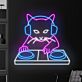 DJ Katze mit Kopfhörern LED-Neonschild für Bar Club