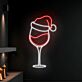 Weinglas mit Weihnachtsmütze LED-Neonschild für Bar und Weihnachten