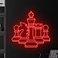 Neon LED Wandlicht mit Schachfiguren Motiv König Dame Turm und Springer für moderne Raumdekoration