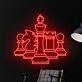 Neon LED Wandlicht mit Schachfiguren Motiv König Dame Turm und Springer für moderne Raumdekoration