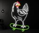 Huhn auf Skateboard LED-Neonschild Wohnzimmer Jugendzimmer