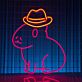 Capybara mit Cowboyhut als LED-Neonschild